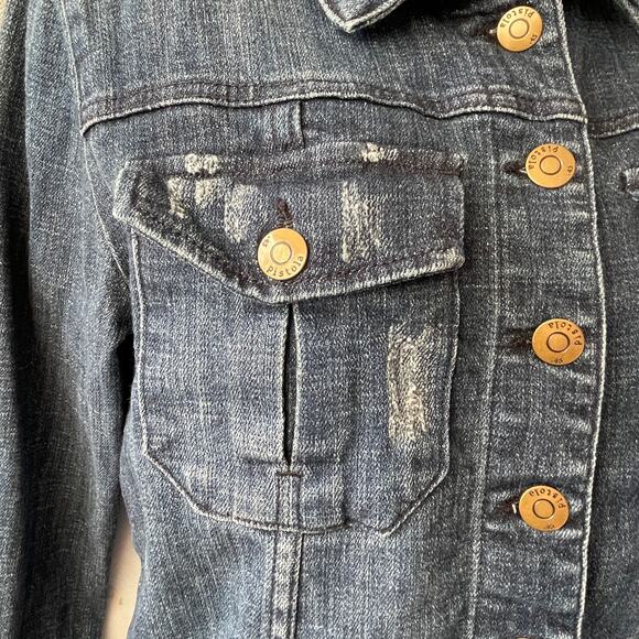 Pistola Emmen Cropped Dark Wash Denim Jacket Size Medium - Picture 5 of 7